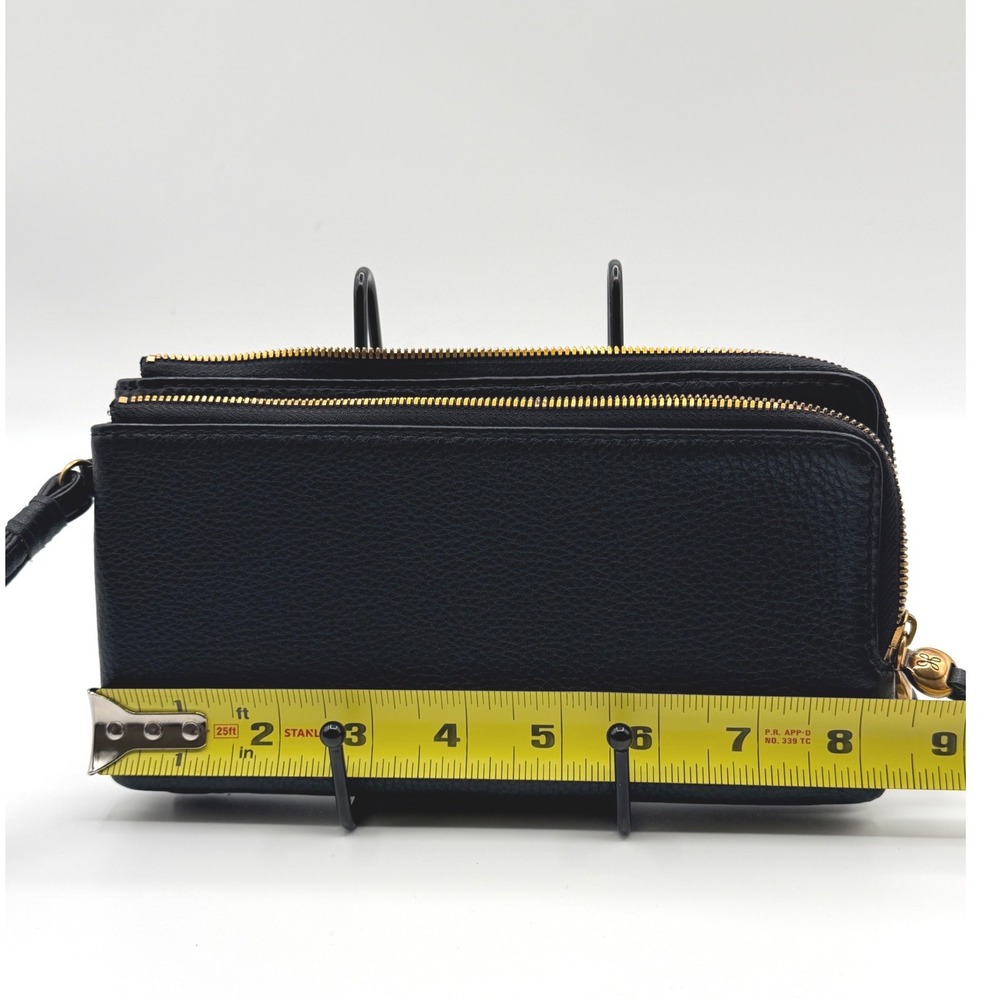Hobo Dayton Argentina Double Zip Wallet Black Pebble Leather Wristlet Organizer - Picture 4 of 9